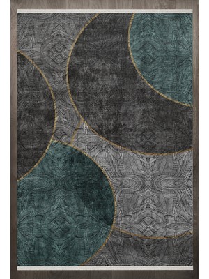 Bespoky 80x150 cm Antrasit Elegance Modern Yıkanabilir Halı | Mutfak Balkon Yatak Odası Halısı | Leke Tutmayan Kaymaz | F_ELEGANCE-1006