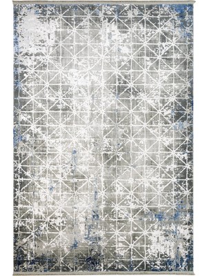  Geometrik Mavi Akrilik Kare Modern Desenli Akrilik Hav Vermeyen Leke Tutmayan Kolay Temizlenen Yumuşak Makine Salon Yolluk Mutfak Halı