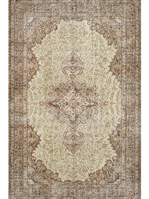 Bespoky 80x150 cm Kahverengi Klasik Vintage Yıkanabilir Halı | Mutfak Balkon Yatak Odası Halısı | Leke Tutmayan Kaymaz | SRK_VİNTAGE-213