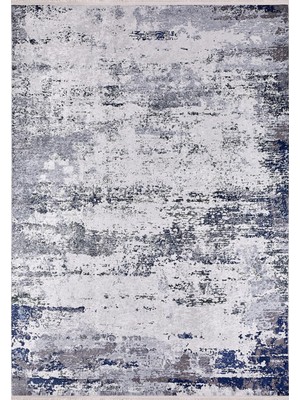 Bespoky 80x150 cm Mavi Açık Gri Soyut Modern Yıkanabilir Halı | Yatak Odası Mutfak Halısı | Leke Tutmayan, Kaymaz | HALN-HLN1244