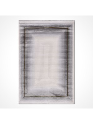  Çerçeveli Gri Akrilik Dikdörtgen Modern Desenli Akrilik Hav Vermeyen Leke Tutmayan Kolay Temizlenen Yumuşak Makine Salon Yolluk Mutfak Halı