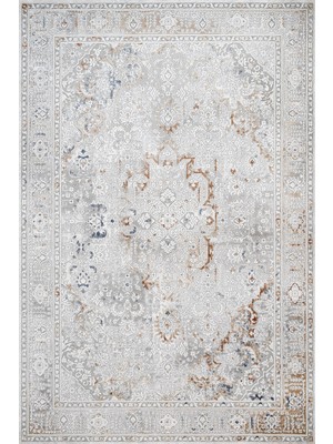 Hali.Net 160x160 cm Mavi Açık Gri Bitkisel Klasik Medalyonlu Ve Bordürlü Yıkanabilir Halı | Salon Yatak Odası Halısı | Leke Tutmaz Hipoalerjenik | CREA_VALERA-7813A