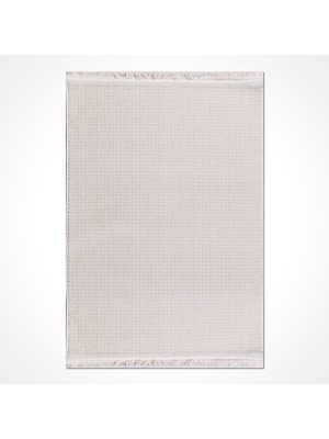 Bespoky 80x150 cm Beyaz Leyla Modern Etnik Yıkanabilir Halı | Mutfak Balkon Yatak Odası Halısı | Leke Tutmayan Kaymaz | LEYLA-9335BYK
