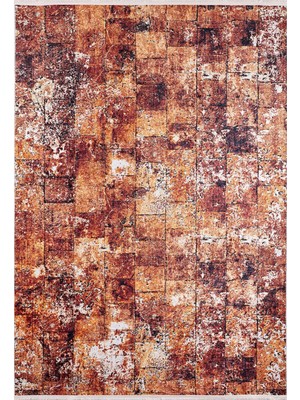 Irkutsk Kahverengi Modern Etnik Desenli Makinada Yıkanabilir Hav Toz Vermez Leke Tutmayan Kaymaz Taban Dijital Makine Baskı Salon Yolluk Mutfak Halı