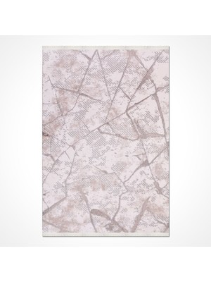Bespoky 80x150 cm Bej Moda Modern Etnik Yıkanabilir Halı | Mutfak Balkon Yatak Odası Halısı | Leke Tutmayan Kaymaz | MODA-1500AK