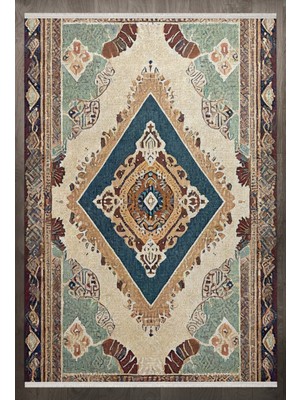 Bespoky 80x150 cm Bej Yıkanabilir Halı | Yatak Odası Mutfak Halısı | Leke Tutmayan, Kaymaz | F_HATAY-905