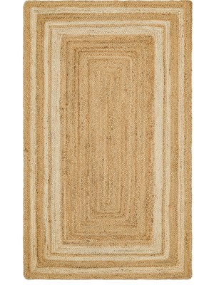 Bespoky 140x200 cm Bej Echo Jüt Hasır Halı | Yatak Odası Çocuk Odası Salon Halısı | Hasır Dokulu Doğal Lif Sürdürülebilir
