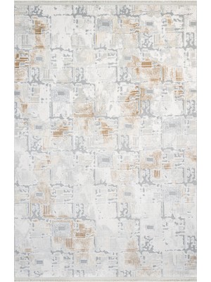 Bespoky 80x150 cm Gri Valera Modern Etnik Yıkanabilir Halı | Mutfak Balkon Yatak Odası Halısı | Leke Tutmayan Kaymaz | VALERA-7810AK