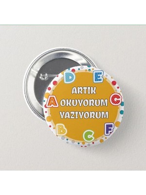 Artık Okuyorum Yazıyorum - Çocuk Iğneli Rozet (30 Adet) Yaka Çanta