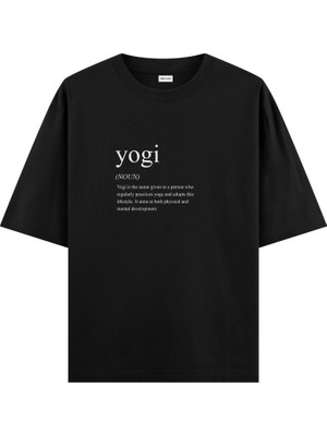 Yogi Yoga Oversize T-Shirt Siyah