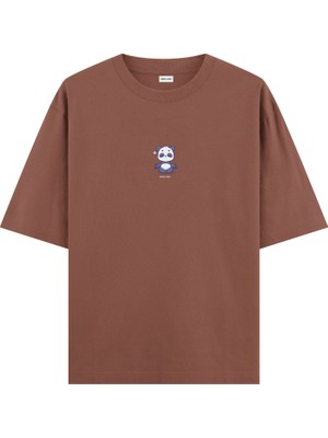 Meditation Yoga Oversize T-Shirt Kahverengi
