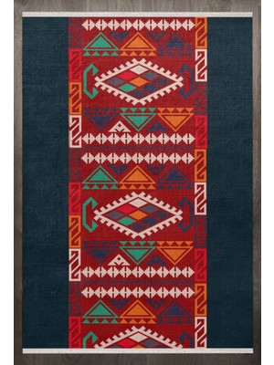 Bespoky 80x150 cm Kırmızı Scandinavian İskandinav Modern Yıkanabilir Halı | Mutfak Balkon Yatak Odası Halısı | Leke Tutmayan Kaymaz | F_SCANDİNAVİAN-8029