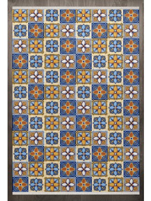Bespoky 80x150 cm Sarı Summit Modern Yıkanabilir Halı | Mutfak Balkon Yatak Odası Halısı | Leke Tutmayan Kaymaz | F_SUMMİT-905