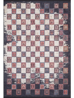 Delhi Mavi Modern Etnik Desenli Makinada Yıkanabilir Hav Toz Vermez Leke Tutmayan Kaymaz Taban Dijital Makine Baskı Salon Yolluk Mutfak Halı