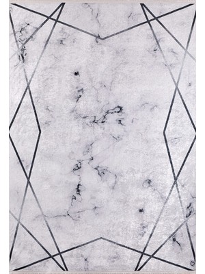 Bespoky 80x150 cm Antrasit Gri Geometrik Modern Çizgisel Yıkanabilir Halı | Yatak Odası Mutfak Halısı | Leke Tutmayan, Kaymaz | HALN-HLN1492
