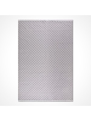 Bespoky 80x150 cm Gri Açık Gri Geometrik Modern Kare Yıkanabilir Halı | Yatak Odası Mutfak Halısı | Leke Tutmayan, Kaymaz | HAVAİ-HP05K