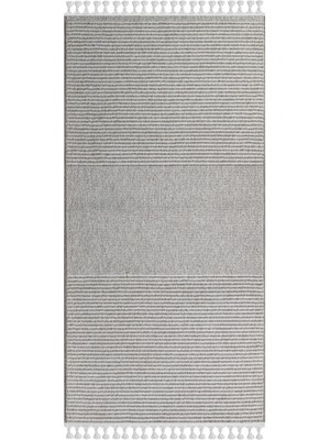 Bespoky 80x150 cm Gri Wool Modern Lüks Yıkanabilir Halı | Mutfak Balkon Yatak Odası Halısı | Leke Tutmayan Kaymaz | WOOL-WL006A