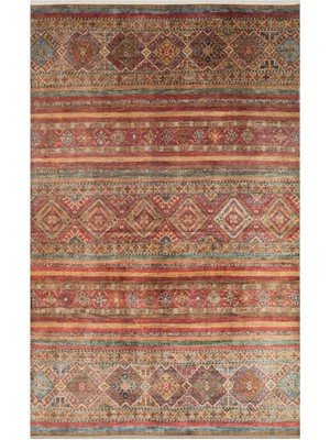 Bespoky 120x180 cm Kırmızı Etnik Çizgili Etnik Geometrik Yıkanabilir Halı | Yatak Odası Çocuk Odası Halısı | Leke Tutmayan, Kaymaz | LEKE TUTMAYAN KAYMAZ