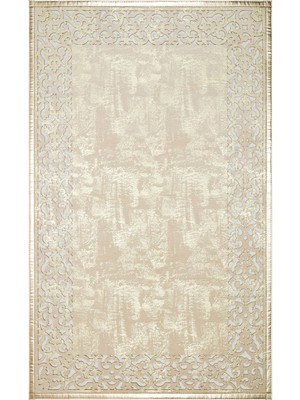 Mittersill Krem Modern Etnik Desenli Deri Halı