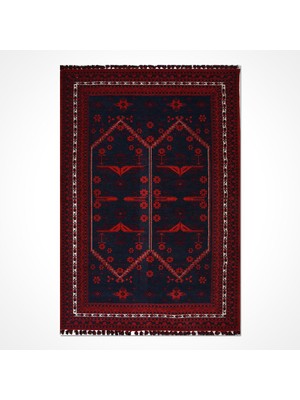 Kırmızı Çerçeveli Etnik Modern Desenli Pamuk Hav Vermeyen Leke Tutmayan Kolay Temizlenen Yumuşak Makine Salon Yolluk Mutfak Halı