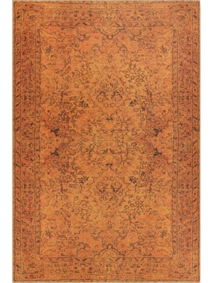 Bespoky 150x230 cm Turuncu Dikdörtgen Modern Etnik Yıkanabilir Halı | Salon Yatak Odası Mutfak Halısı | Leke Tutmayan Kaymaz | BA15-DİKDÖRTGEN