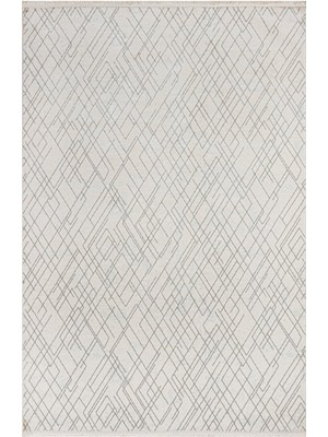 Bespoky Krem Zemin Geometrik Çizgisel Modern Salon Oturma Odası Halısı Makine Dokuma