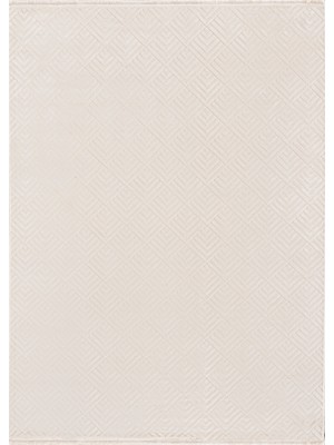 Charu Geometrik Bej Viskon Dikdörtgen Modern Desenli Akrilik Hav Vermeyen Leke Tutmayan Kolay Temizlenen Yumuşak Makine Salon Yolluk Mutfak Halı