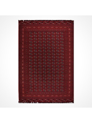 Bespoky 80x150 cm Kırmızı Bordo Geleneksel Türkmen Fil Ayağı Yıkanabilir Halı | Yatak Odası Mutfak Halısı | Leke Tutmayan, Kaymaz | TRUVA-TR06