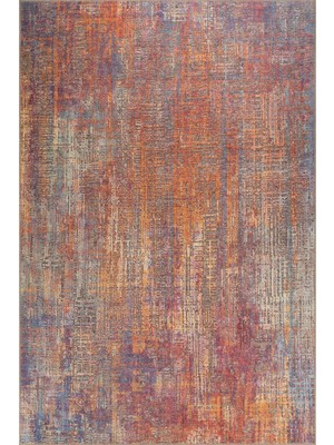 Kingston Modern Turuncu Polyester Dikdörtgen Modern Desenli Pamuk Makinada Yıkanabilir Hav Toz Vermez Leke Tutmayan Kaymaz Taban Dijital Makine Baskı Salon Yolluk Mutfak Halı