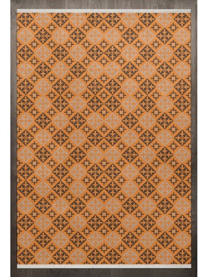 Bespoky 80x150 cm Turuncu Yıkanabilir Halı | Yatak Odası Mutfak Halısı | Leke Tutmayan, Kaymaz | F_SUMMİT-909