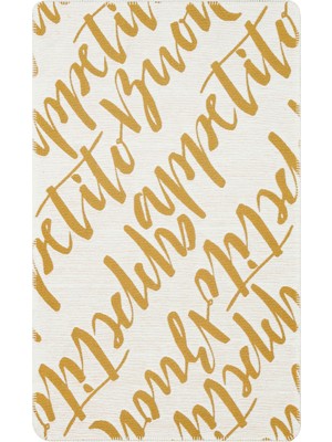 Bespoky 150x230 cm Sarı White Modern Yıkanabilir Halı | Salon Yatak Odası Mutfak Halısı | Leke Tutmayan Kaymaz | WHİTE-YELLOW