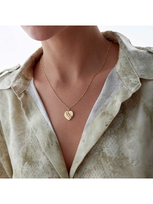 Başak Desen Kalp Kolye