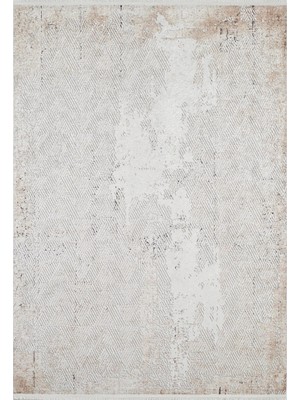 Bespoky 100x150 cm Bej Modern Etnik Yıkanabilir Halı | Mutfak Balkon Yatak Odası Halısı | Leke Tutmayan Kaymaz | HALN-HLN1694