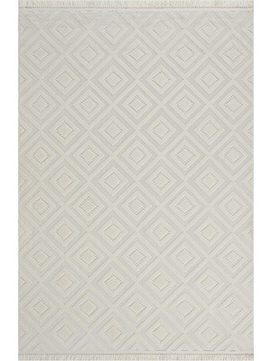 Bespoky 80x150 cm Krem Cream Modern Yıkanabilir Halı | Mutfak Balkon Yatak Odası Halısı | Leke Tutmayan Kaymaz | 1089-CREAM