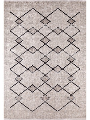 Bespoky 80x150 cm Bej Modern Etnik Yıkanabilir Halı | Mutfak Balkon Yatak Odası Halısı | Leke Tutmayan Kaymaz | HALN-HLN1261