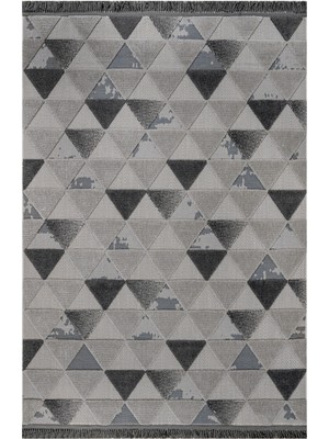 Meadow-Rue Geometrik Gri Polyester Dikdörtgen Modern Desenli Akrilik Hav Vermeyen Leke Tutmayan Kolay Temizlenen Yumuşak Makine Salon Yolluk Mutfak Halı