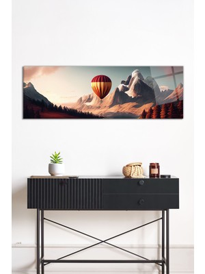 Sıcak Hava Balonu ve Orman Panoramik Cam Tablo, Darbelere Dayanıklı Kırılmaz Cam, Hediyelik