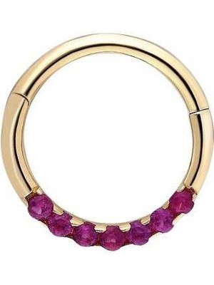 Gömülü Kırmızı Taşlı Helix Piercing