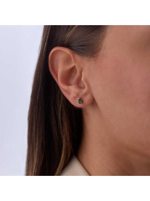 Yeşil Taşlı Damla Küpe