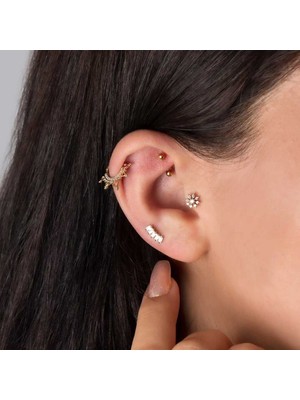 Taşlı Taç Motifli Helix Piercing