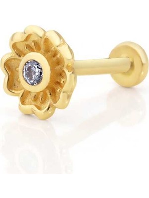 Beş Yapraklı Minimal Çiçek Model Tragus Piercing