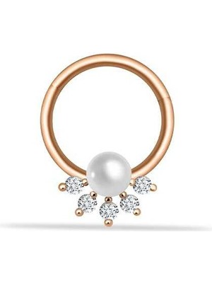 Incili Beş Taş Helix Piercing