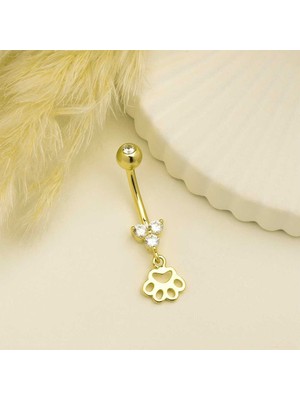 Taşlı Pati Sallantılı Göbek Piercing