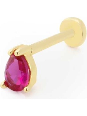 Kırmızı Damla Taş Model Tragus Piercing