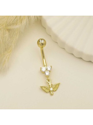 Taşlı Kuş Sallantılı Göbek Piercing