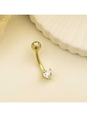 Kalp Taşlı Göbek Piercing