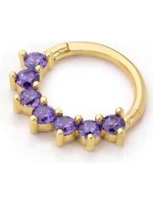 Mor Yedi Taşlı Helix Piercing