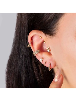 Motifli Üç Taş  Helix Piercing
