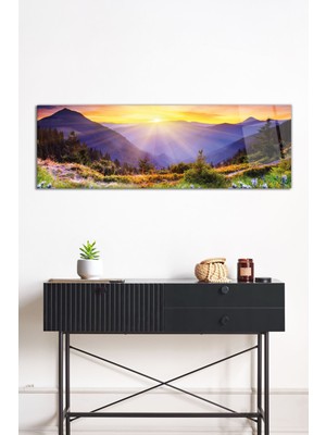 Rengarenk Doğa Manzarası Panoramik Cam Tablo, Darbelere Dayanıklı Kırılmaz Cam, Hediyelik