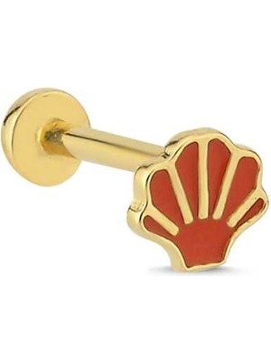 Kırmızı Mineli Deniz Kabuğu Tragus Piercing